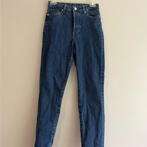 H&M High-Rise Mom Jeans in Dark Blue Wash